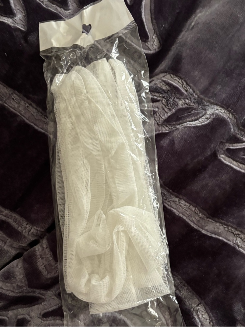 White Sheer Tulle long gloves in Packaging